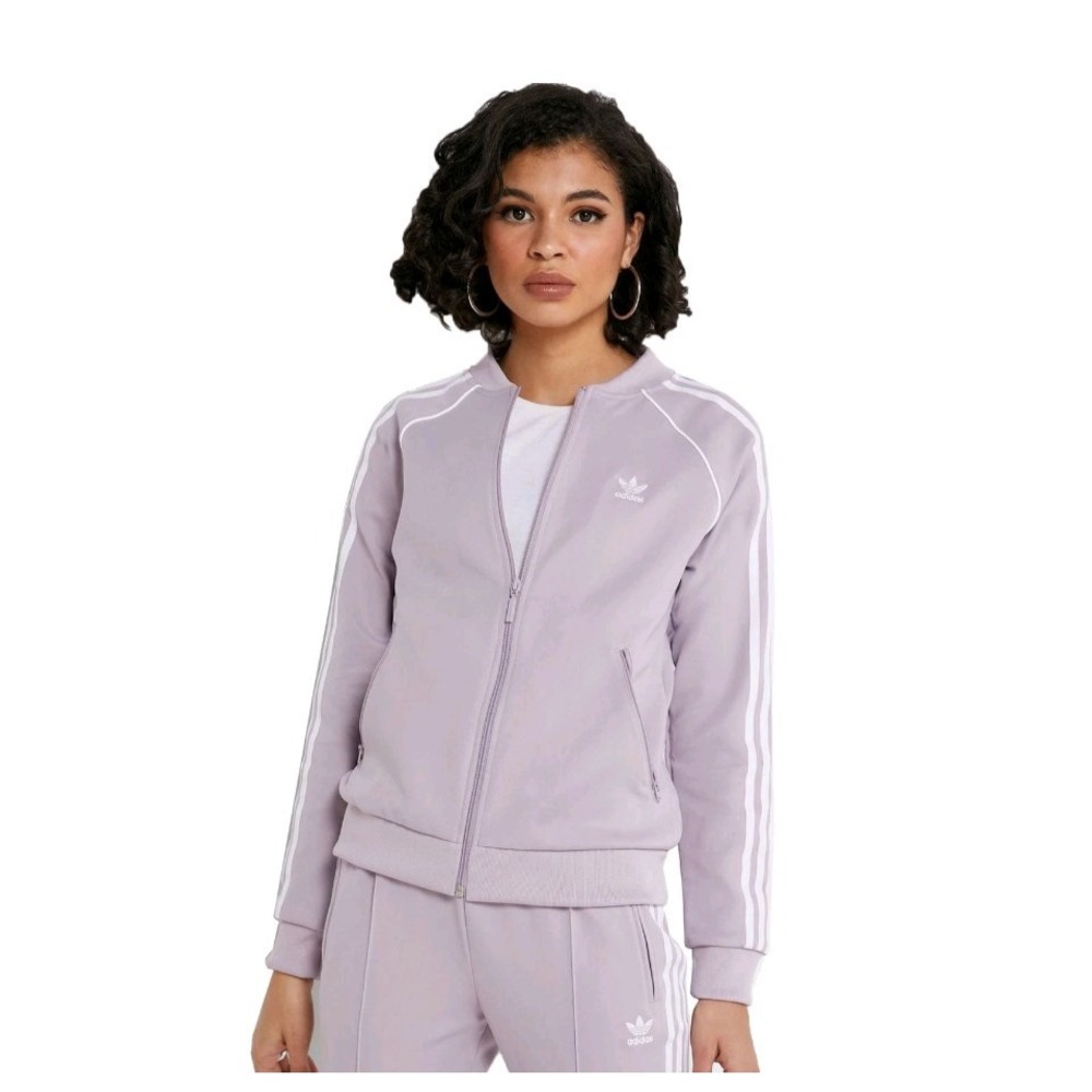 Adidas Track jacket Sz S women's Full Zip Lavender purple Logo